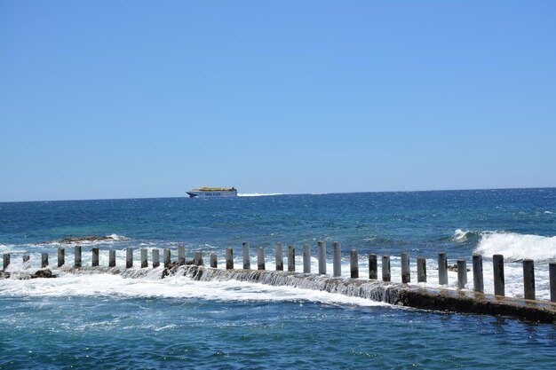 Scenic view of sea against clear sky