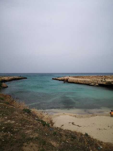 Scenic view of sea against clear sky