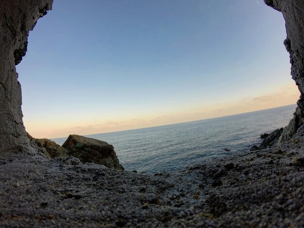 Scenic view of sea against clear sky