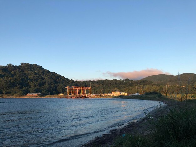 Scenic view of sea against clear sky