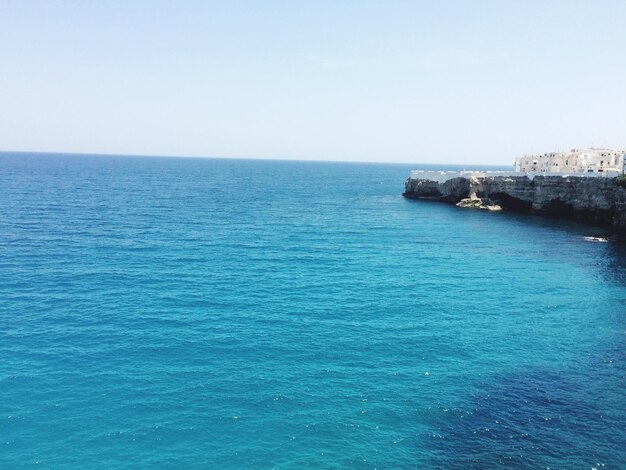 Scenic view of sea against clear sky