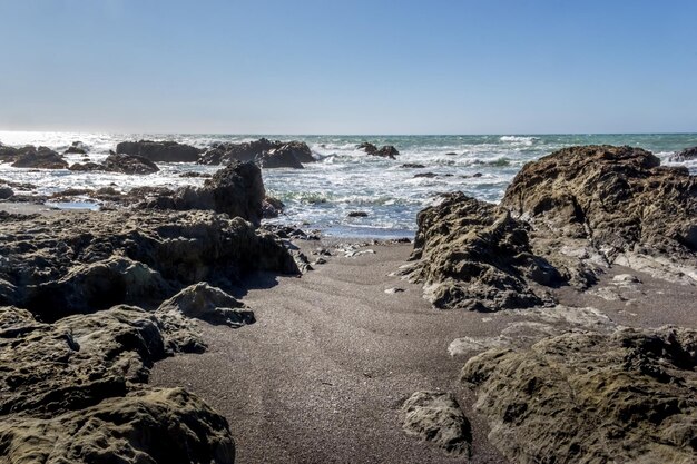 Scenic view of sea against clear sky