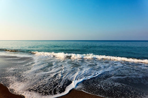 scenic view of sea against clear sky
