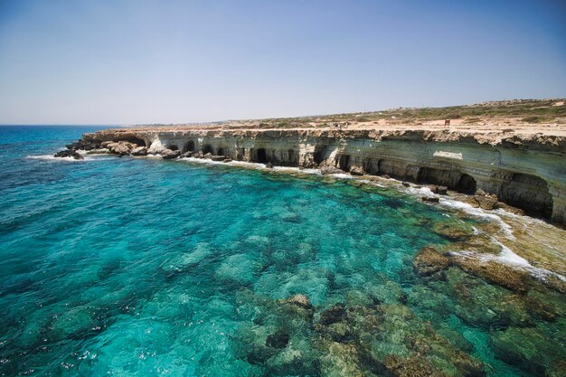 Scenic view of sea against clear sky