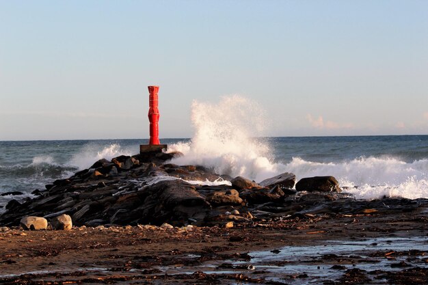 Scenic view of sea against clear sky