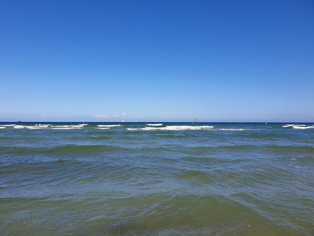 Scenic view of sea against clear sky