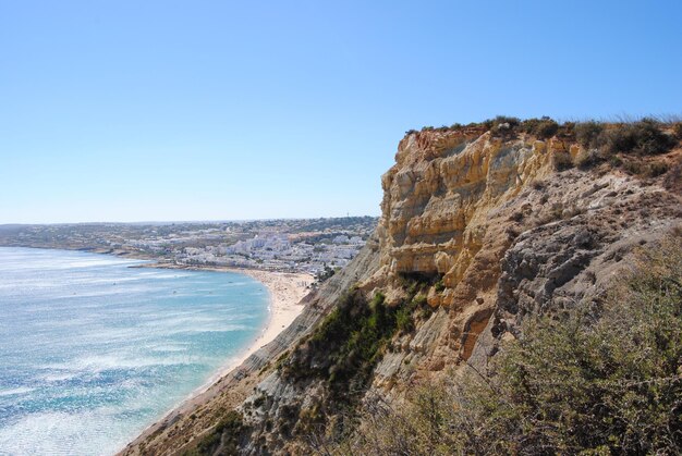 Scenic view of sea against clear sky