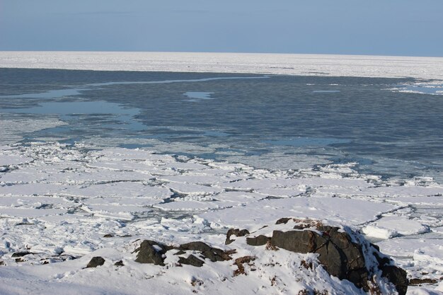 Scenic view of sea against clear sky