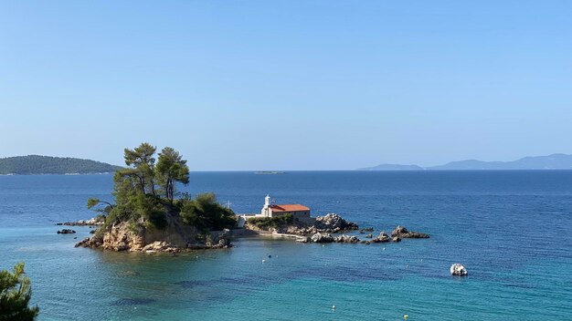 Scenic view of sea against clear sky