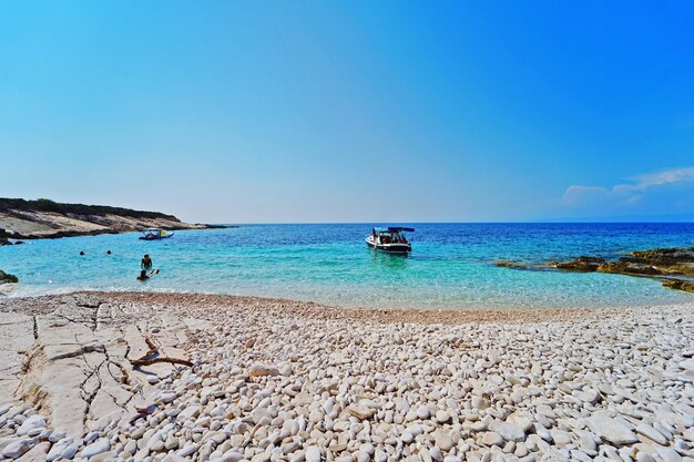 Scenic view of sea against clear sky