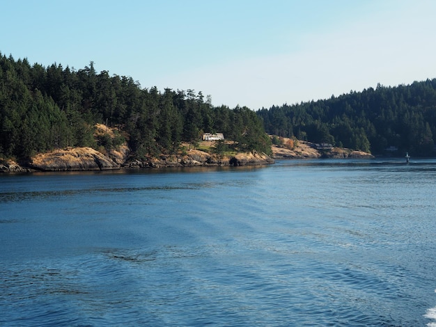 Scenic view of sea against clear sky