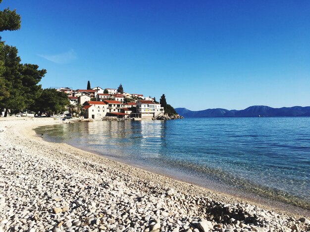 Scenic view of sea against clear sky