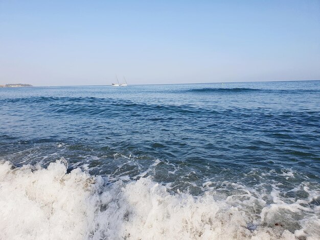 Scenic view of sea against clear sky