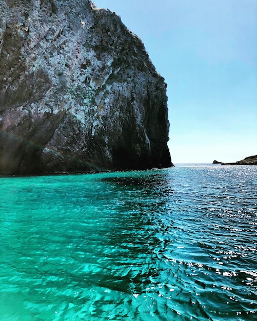 Scenic view of sea against clear sky