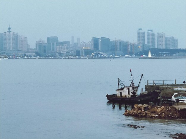 Scenic view of sea against clear sky