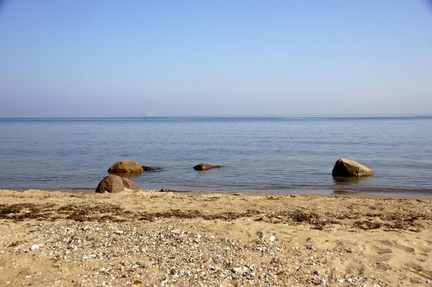 Scenic view of sea against clear sky