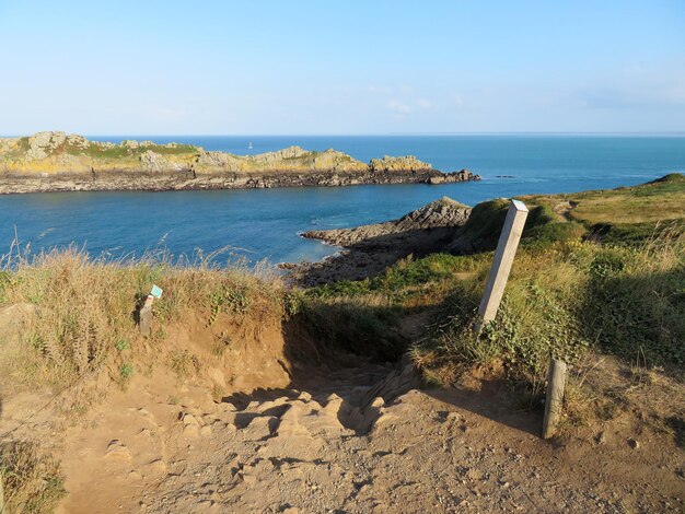 Scenic view of sea against clear sky