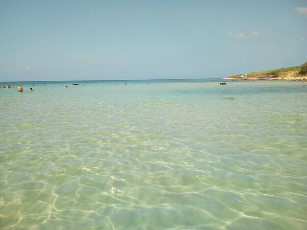 Scenic view of sea against clear sky