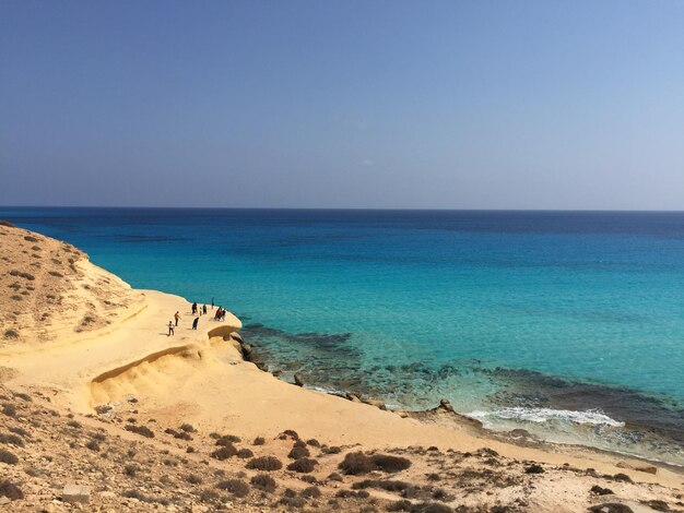 Scenic view of sea against clear sky