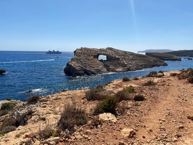 Scenic view of sea against clear sky