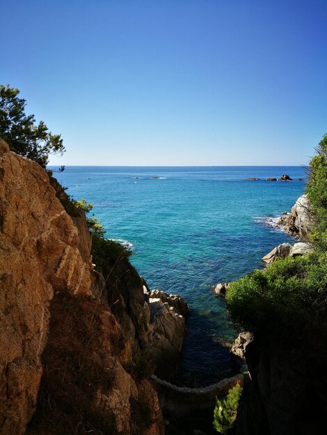 Scenic view of sea against clear sky