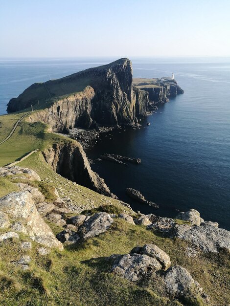 Photo scenic view of sea against clear sky