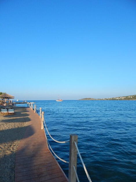 Scenic view of sea against clear sky