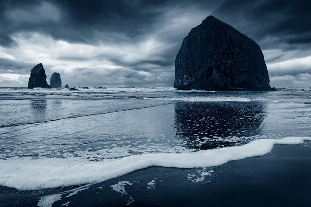 Scenic view of sea against cloudy sky