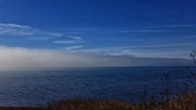 Scenic view of sea against cloudy sky