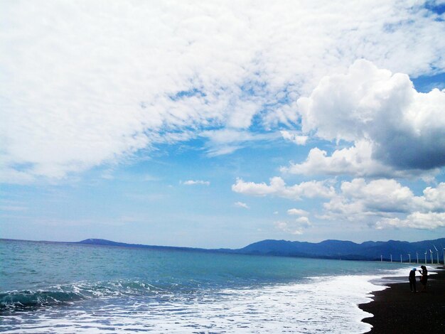 Scenic view of sea against cloudy sky