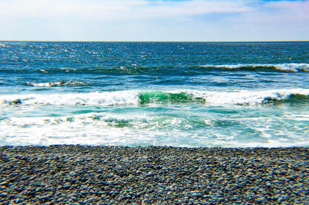 Scenic view of sea against cloudy sky