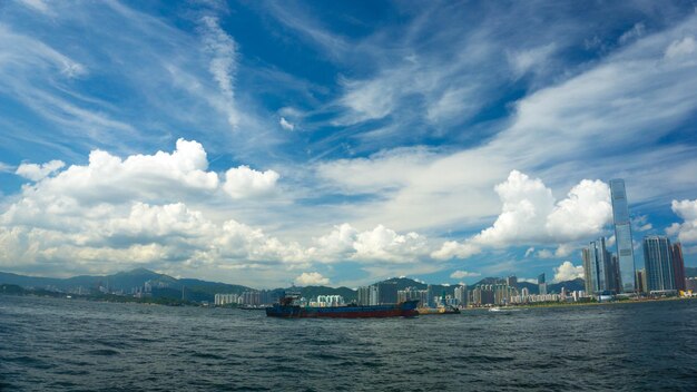 Scenic view of sea against cloudy sky