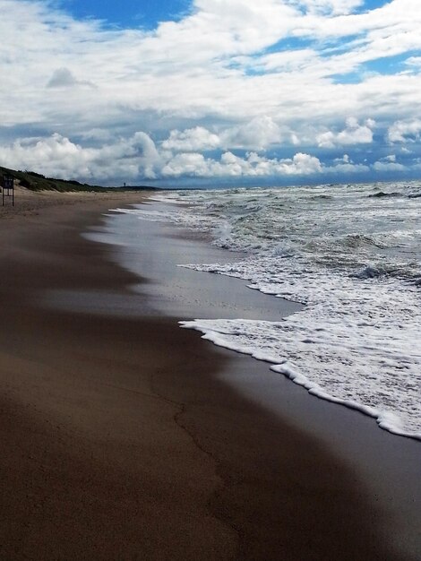 Scenic view of sea against cloudy sky