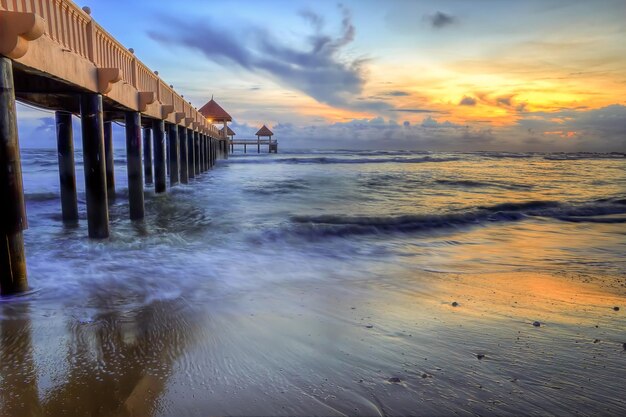 Scenic view of sea against cloudy sky