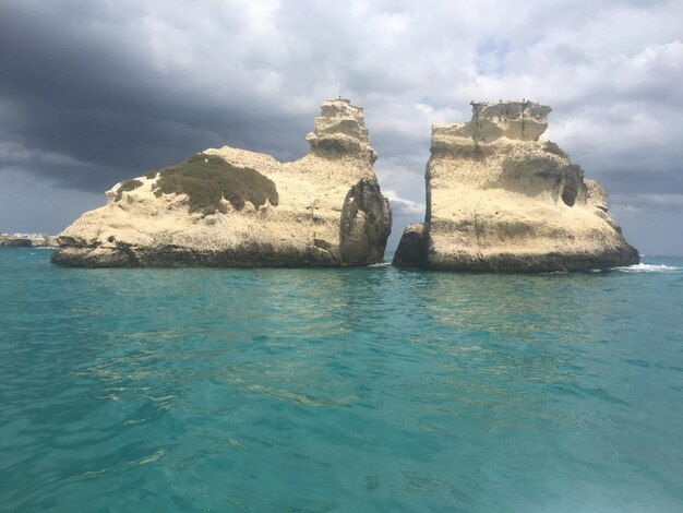 Scenic view of sea against cloudy sky