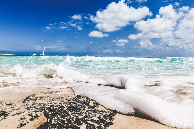 Scenic view of sea against cloudy sky