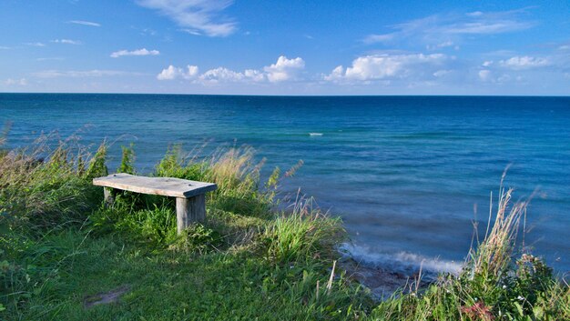 Scenic view of sea against cloudy sky