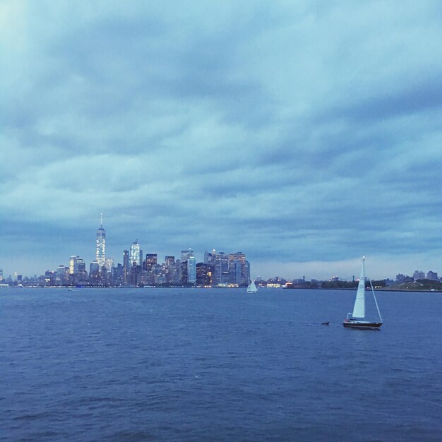 Scenic view of sea against cloudy sky