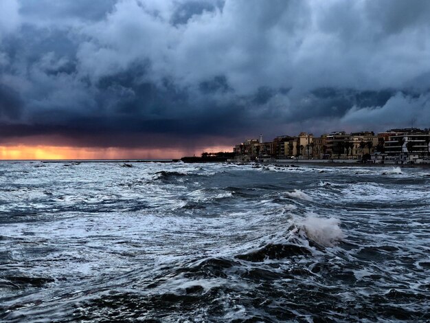 Scenic view of sea against cloudy sky