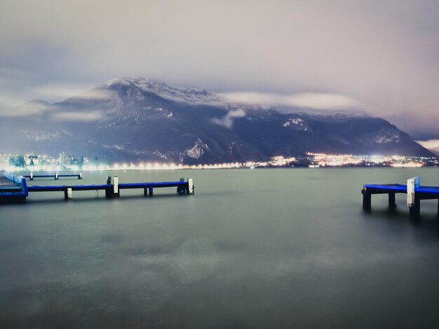 Scenic view of sea against cloudy sky