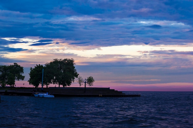 Scenic view of sea against cloudy sky