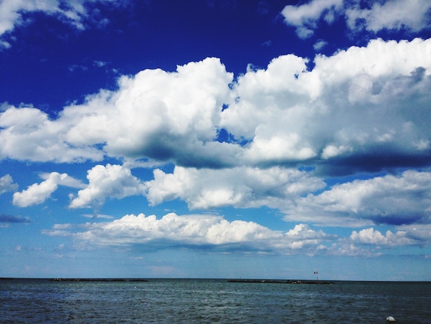 Scenic view of sea against cloudy sky