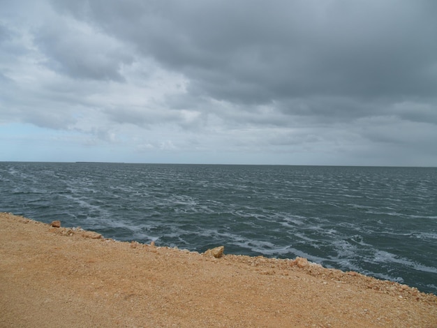 Scenic view of sea against cloudy sky