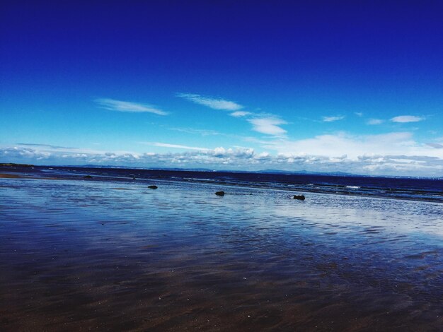 Scenic view of sea against cloudy sky