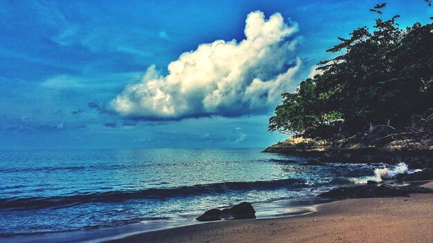 Scenic view of sea against cloudy sky