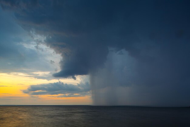 Scenic view of sea against dramatic sky