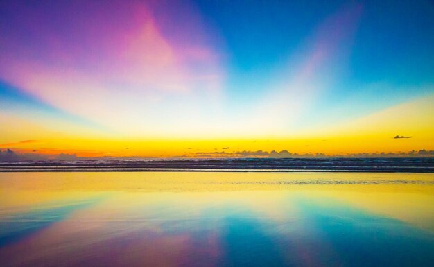 Scenic view of sea against romantic sky at sunset