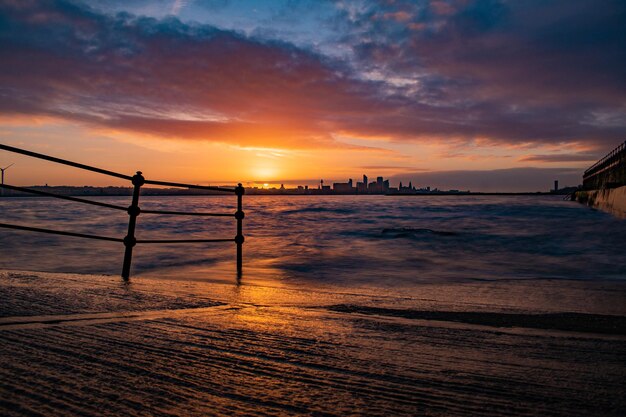 Scenic view of sea against sky during sunrise