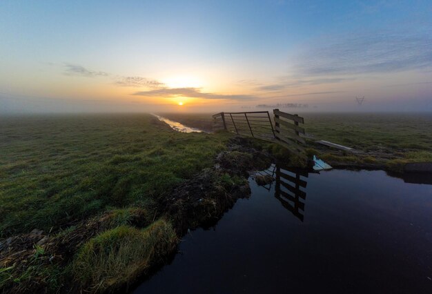 Photo scenic view of sea against sky during sunset overleek nederland