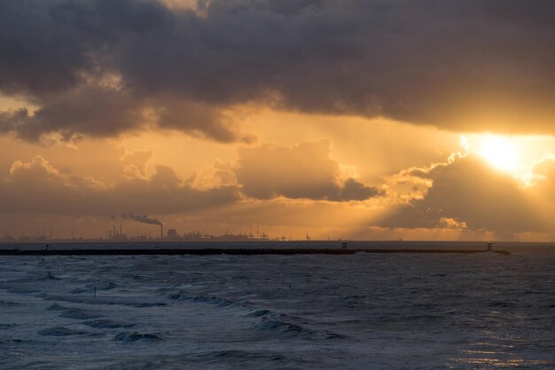 Scenic view of sea against sky during sunset